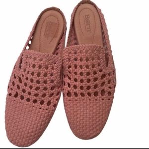 Born Cameo Pale Pink Woven slip on open Knit Mules